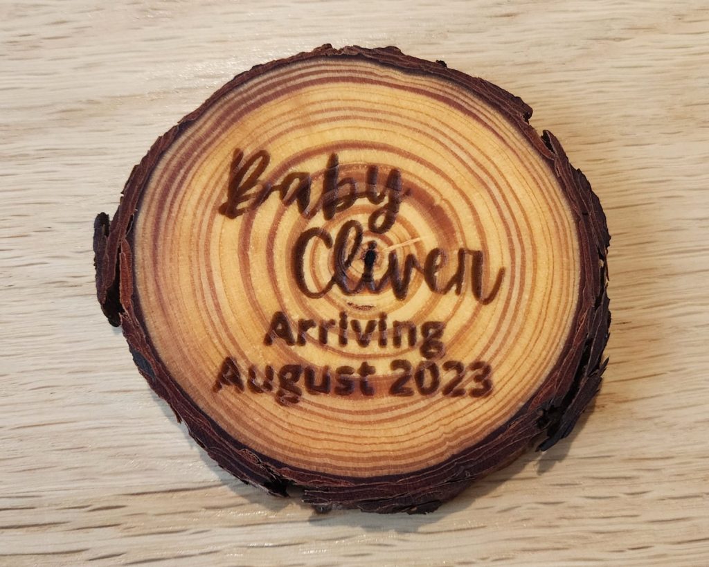 Thick Cursive Baby Announcement Coaster Set