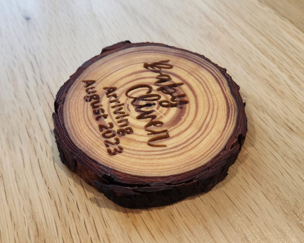 Thick Cursive Baby Announcement Coaster Set