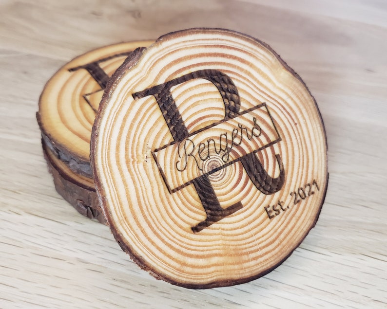Bold Letter Rustic Coasters Set